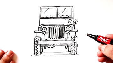 How to draw a Army Jeep easy