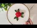 Red Flower Ribbon Embroidery Design
