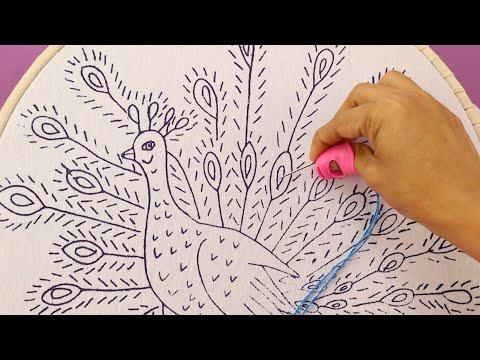 ¡Wow‼️?BORDADO DE PLUMAJE DE PAVOREAL ?PUNTADA FÁCIL Y RÁPIDO‼️#embroidery #bordandoarte #handmade