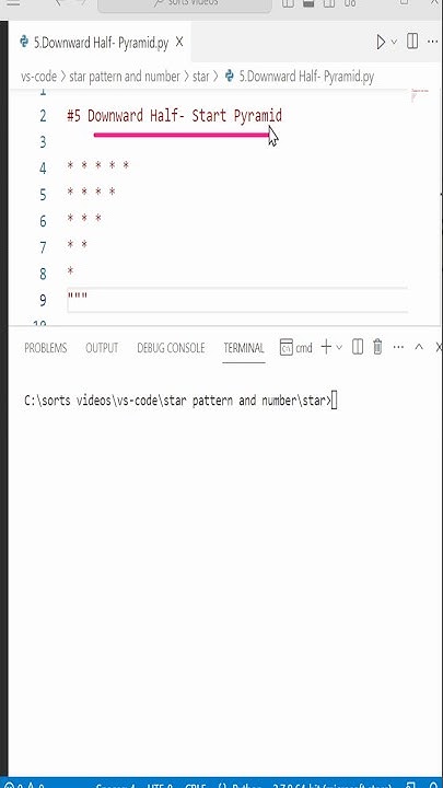 print downward half-pyramid pattern with star using for loop - 05 - YouTube