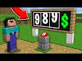 Minecraft NOOB vs PRO: HOW MUCH MONEY NOOB CAN EARN PRESSING ON THIS WEALTH BUTTON? 100% trolling