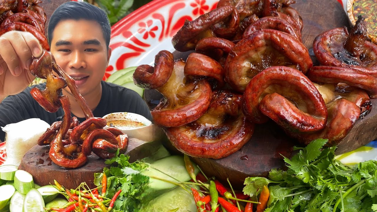 ไส้ย่างอ่อนเหลืองหอมแซ่บคัก#asmr #อาหาร #food 