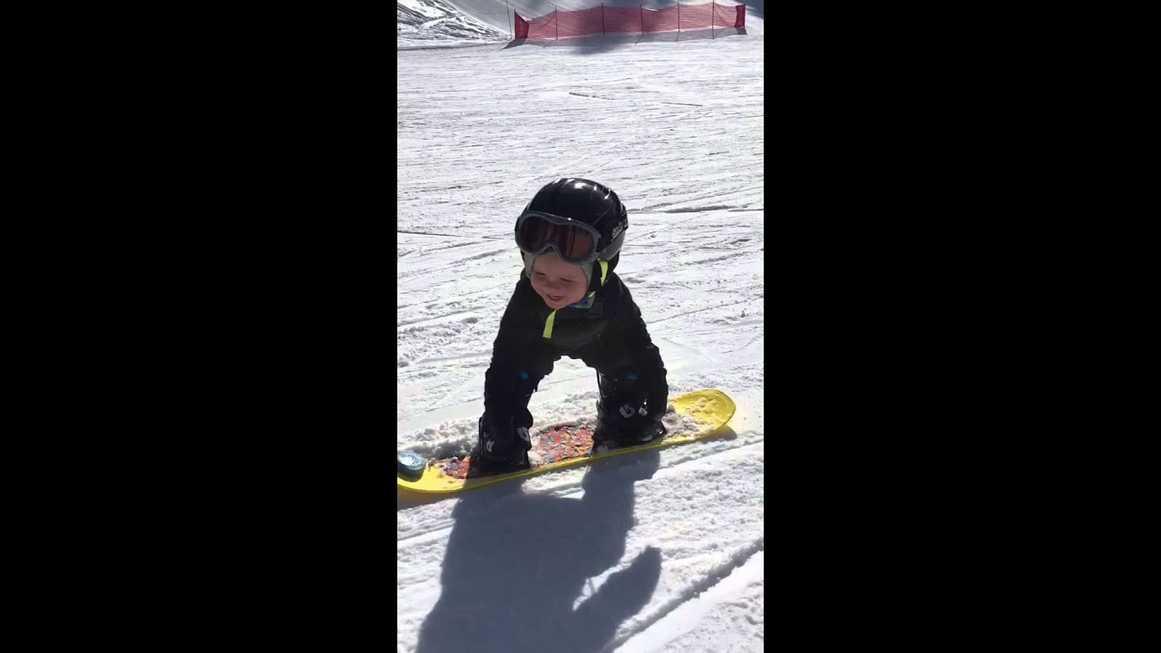 baby snowboarding only 1 1 2 years old youtube