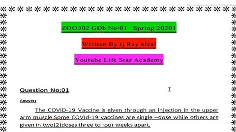 ||ZOO302 GDb No:01Spring 2021||Life Star Academy||By Rj Ray Afzal||