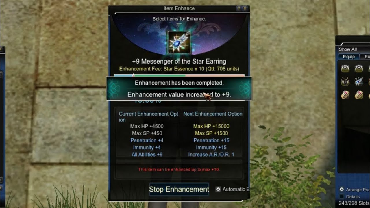 Granado Espada (Steam) Messenger of the Star Earring craft to +10