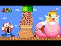 Super mario bros but mario and 999 tiny mario get inside giant butt peach  game animation