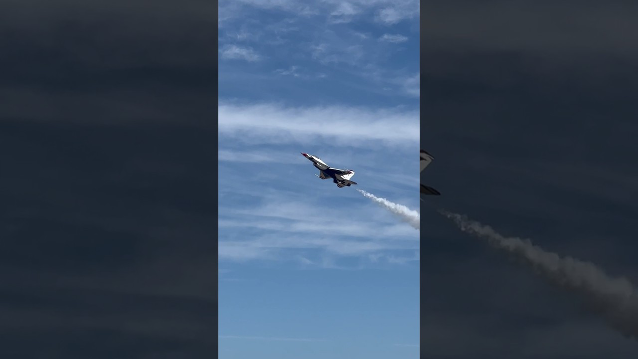 Pure fighter jet power! Thunderbird jet slow airshow pass and loud afterburner! 