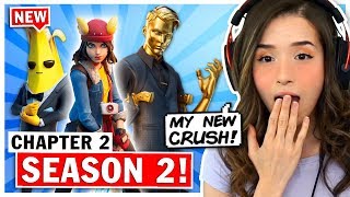 Pokimane Reacts to NEW Fortnite Chapter 2 Season 2 + Battle Pass!