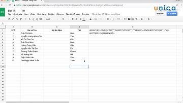 Bài 16  Tách họ tên trong Google Sheets
