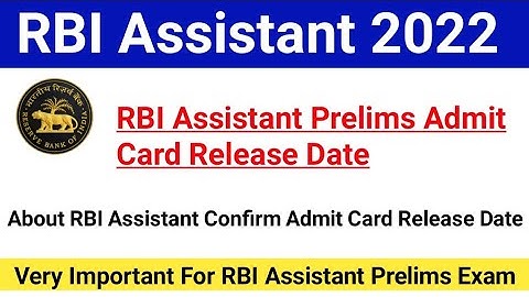 RBI Assistant Prelims Admit Card Release Date 2022|RBI Assistant Prelims Admit Card Download|#rbi