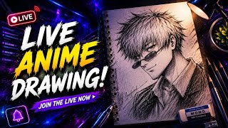 🛑GOJO Drawing LIVE ⚡ Watch Me Draw Satoru Gojo in Real Time! | Anime Sketch Live #drawing #art #live