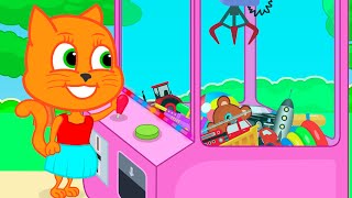 Cats Family in English  Catch A Toy In The Machine Cartoon for Kids