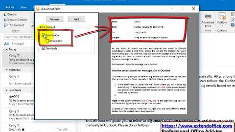 How to print email body only without header and usersame in Outlook