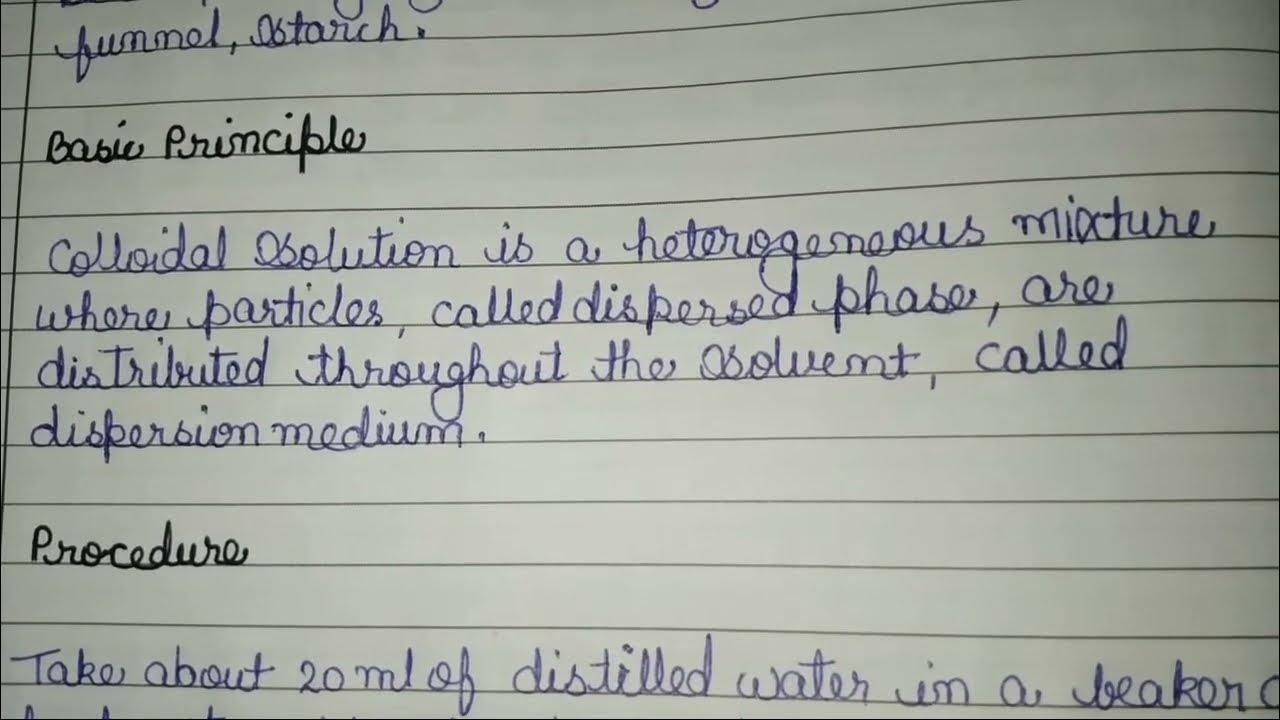 To prepare colloidal solution of starch in water class 9 CBSE YouTube