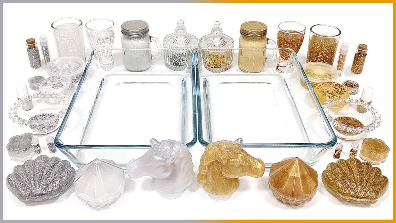 【ASMR】クリアスライムに大量の金・銀スライムを混ぜる🥇🥈【音フェチ】