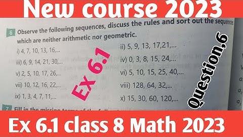 Exercise 6.1Class 8 Math New Course 2023| unit 6 sequence and Algebra Math 8 kpk and PTB Part-3