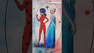 Miraculous Ladybug + Elsa Frozen Mixing Characters ❤️🩵 #mixingcharacters #ai #ladybug #frozen