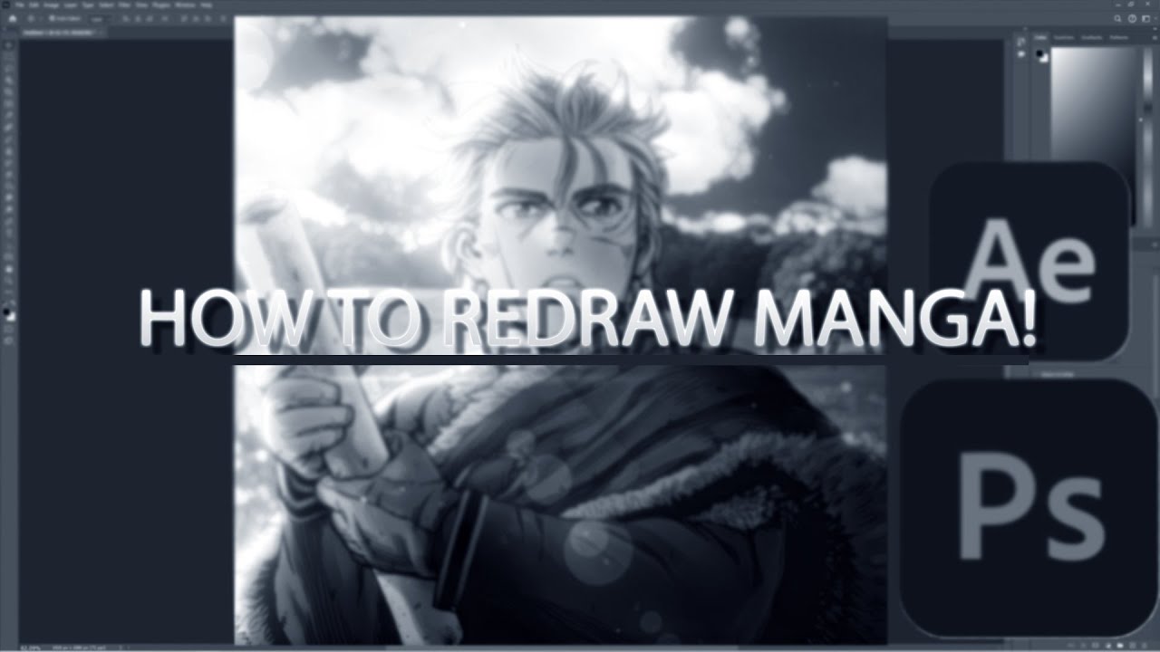 How to Cut and Redraw Colored Manga in Photoshop 2024