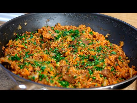 Гречка ПО-КУПЕЧЕСКИ. Простой и очень Вкусный Рецепт! Ужин для всей семьи в одной сковороде