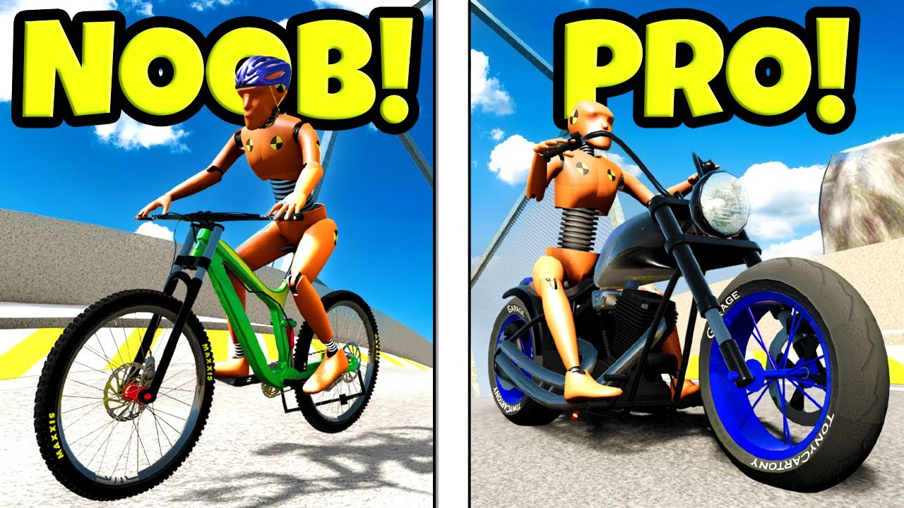 NEW Motorcycle VS Bicycle Jump on a MEGA RAMP in BeamNG Drive Mods