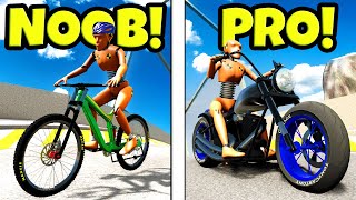 NEW Motorcycle VS Bicycle Jump on a MEGA RAMP in BeamNG Drive Mods!