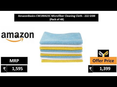 AmazonBasics CW190423C Microfiber Cleaning Cloth 222 GSM Pack of 48