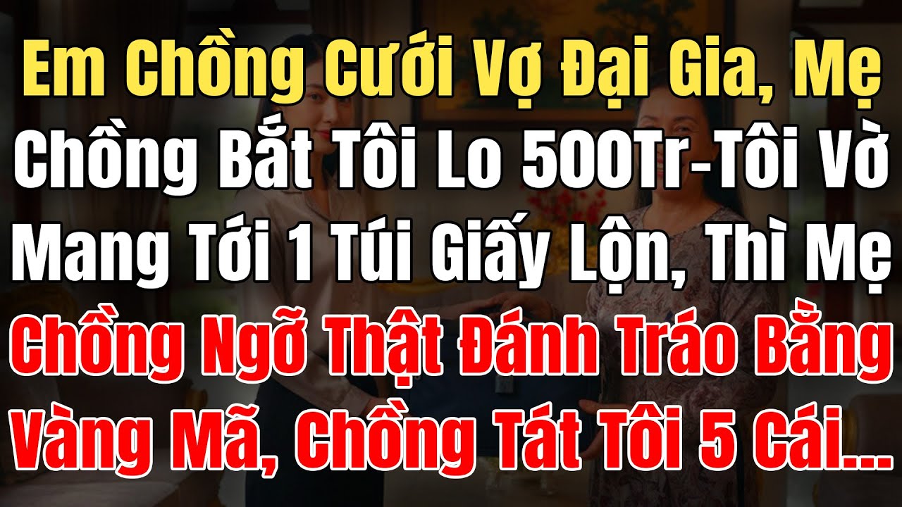 Em Chồng Cưới Vợ Đại Gia, Mẹ Chồng Bắt Tôi Lo 500 Triệu, Tôi Vờ Nghe Lời Mang Tới 1 Túi Giấy Lộn Thì