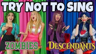 ZOMBIES VS DESCENDANTS TRY NOT TO SING ALONG DISNEY SONGS CHALLENGE (Totally TV Parody Characters)