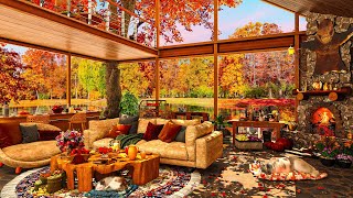 Cozy Fall Coffee Shop Ambience & Warm Jazz Music ☕ Relaxing Jazz Instrumental Music to Work,Studying