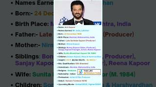 Anil Kapoor Bollywood actor Biography #shorts #youtubeshorts #actor #anilkapoor #animal