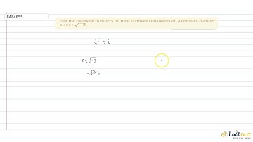 Plot the following numbers nd their complex conjugates on a complex number plane : ` sqrt(-3)`