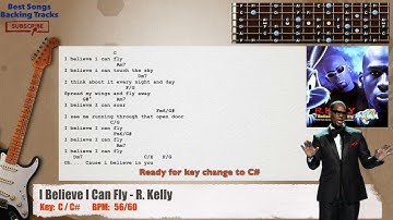 🎸 I Believe I Can Fly - R. Kelly Guitar Backing Track with chords and lyrics