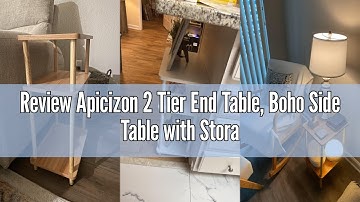 Review Apicizon 2 Tier End Table, Boho Side Table with Storage Shelf, Nightstand Bedside Table for S
