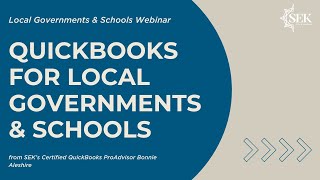 QuickBooks for Local Governments & Schools Webinar