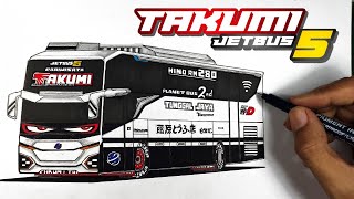 How to draw Takumi jb5 bus || Drawing bus tunggal jaya Basuri jetbus 5