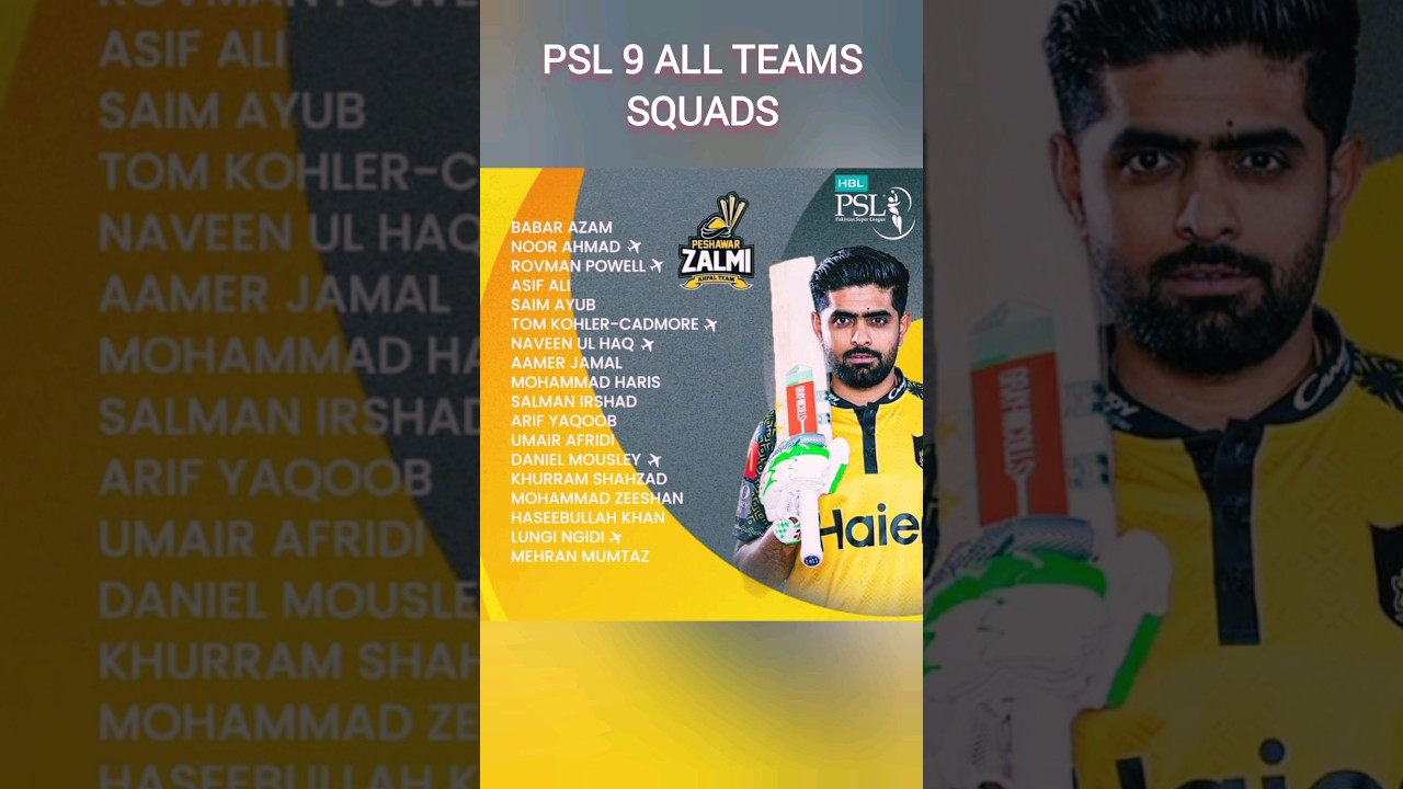 PSL 9 All teams Squads 