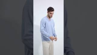 Merino Wool Classic V-neck / Blue Bell