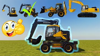 Excavators Construction Vehicles | JCB, Komatsu and Volvo vs John Deere Mini Excavator | FS22