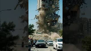 Suddenly, a tall apartment building of the street has collapsed #viral #street stree#epicweather