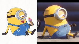 Despicable Me 3 Drawing Meme - Tones and I Minions in Jail Scene - dance monkey drawing meme