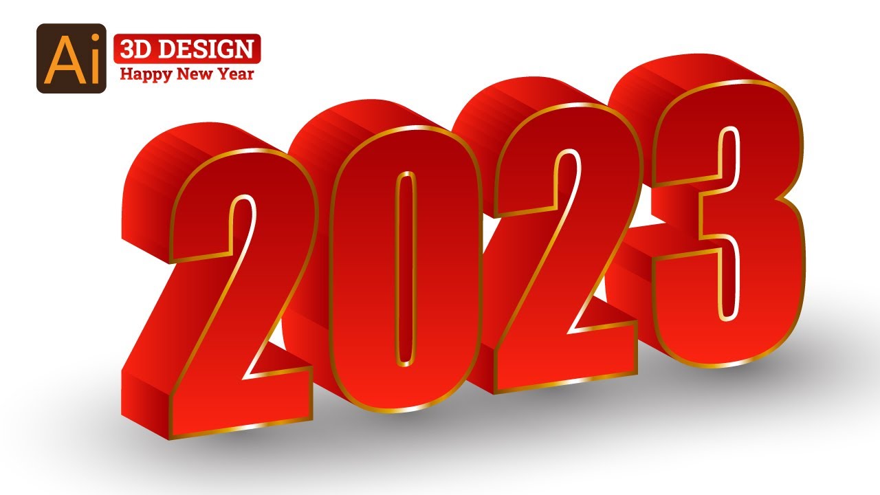3D 2023 Happy new year || Adobe illustrator || Christmas Design ...