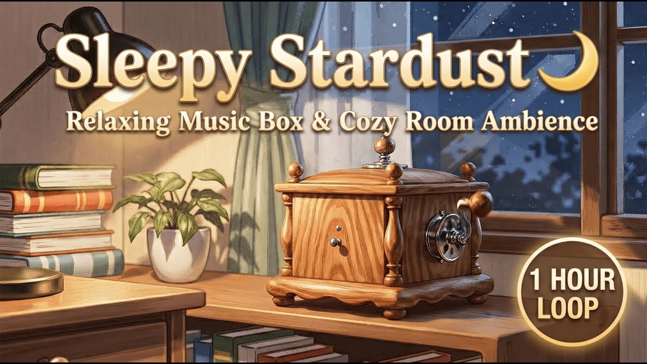 Sleepy Stardust 🌙 | Relaxing Music Box & Cozy Room Ambience (1 Hour Loop)