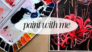 ✽ watercolor process, paint spider lilies with me ✽ watercolor process, paint spider lilies with me