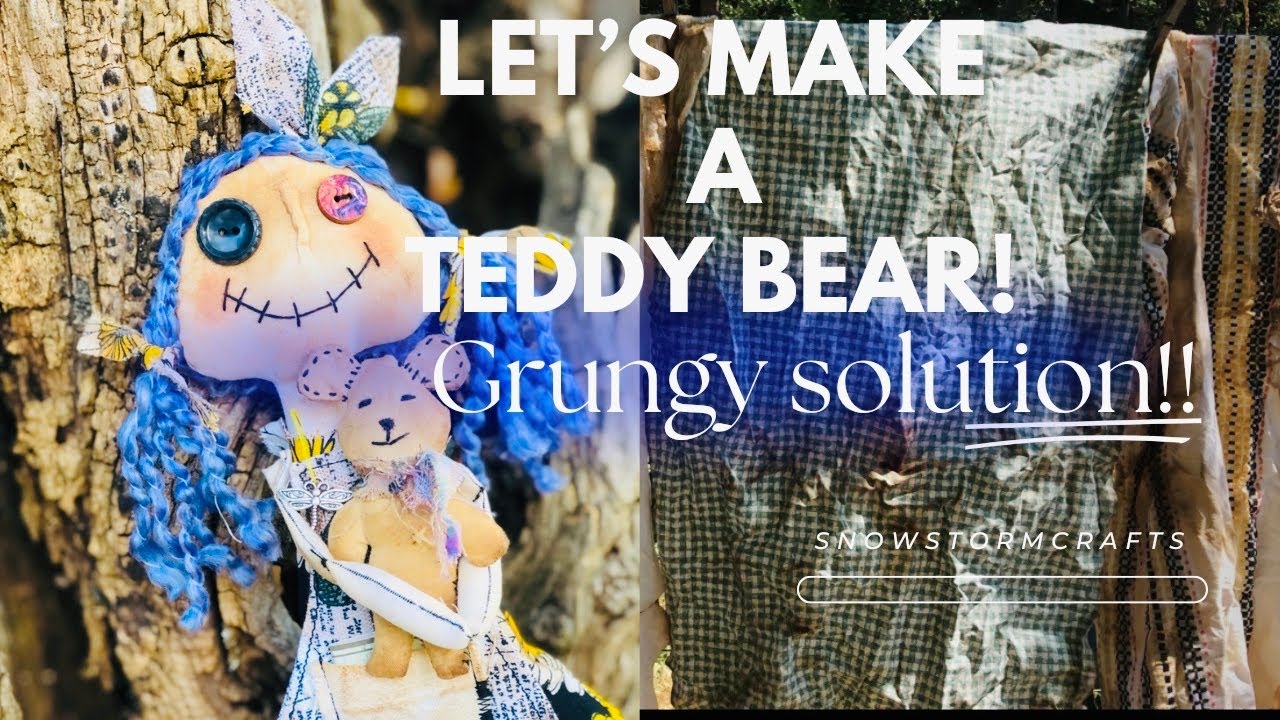 ハンドメイド　ベアー Primitive animal series pt.5 hand stitch a mini Teddy Bear #diy