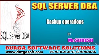 Sqlserver DBA || Backup operations