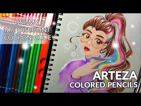 Coloring with Arteza Watercolor Pencils on Gray Paper (NO WATER) - #Drawthisinyourstyle Rainbow Hair