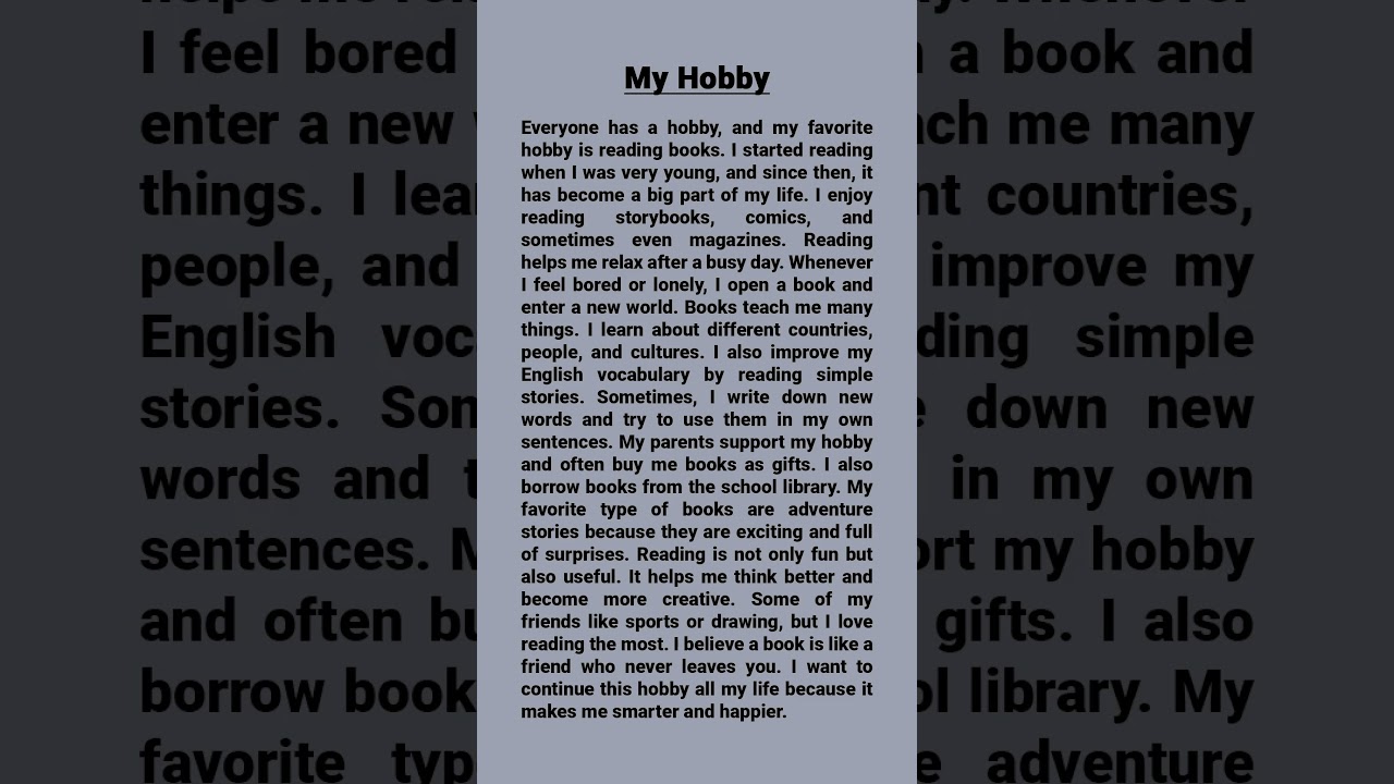 My Hobby ???? | Easy English Reading for Students | Reading Practice 