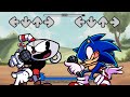 Friday night funkin sonic in indie cross vs cuphead