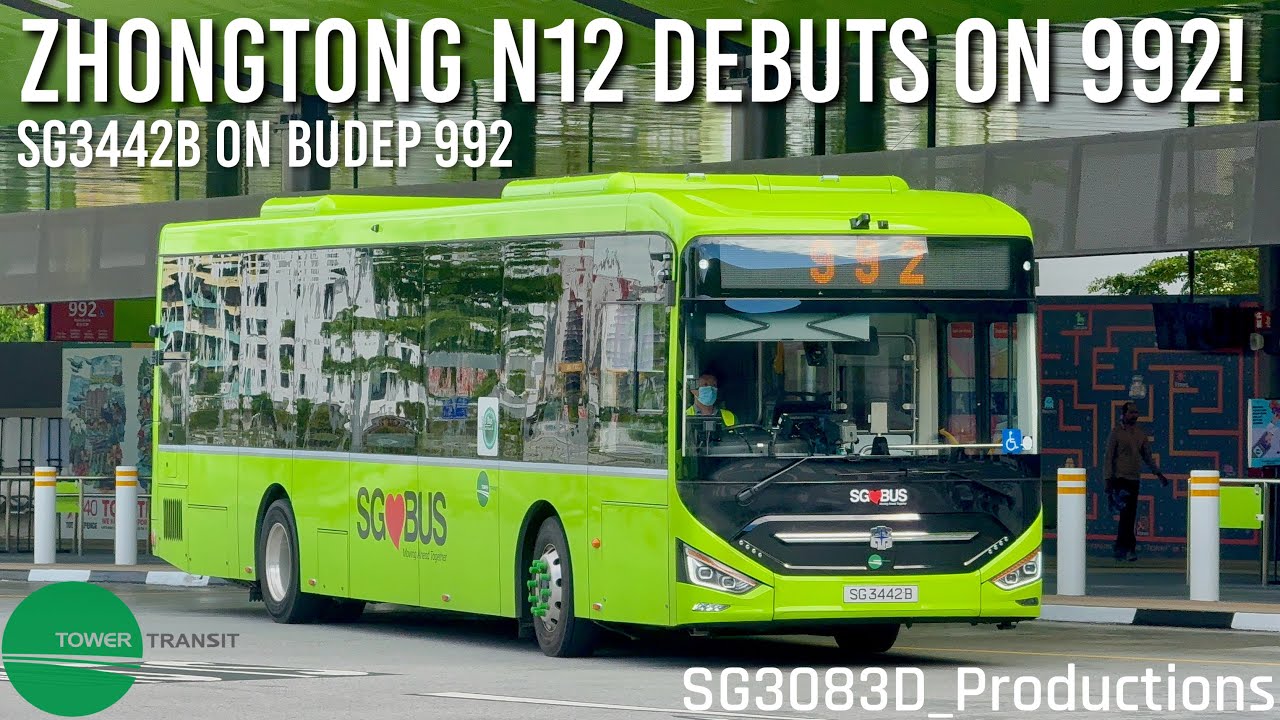 TTS] Debut Day - Zhongtong N12 [SG3442B] On Service BUDEP 992 - Departing  Tengah Bus Interchange - YouTube