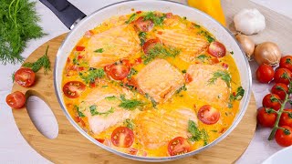 Lachs in Sahnesoße mit Spinat und Tomaten  Lachspfanne